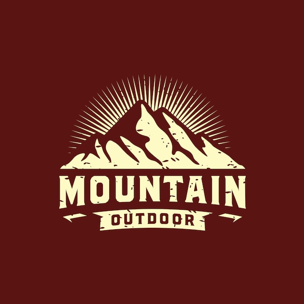 Ilustración de diseño de logotipo de montaña vintage