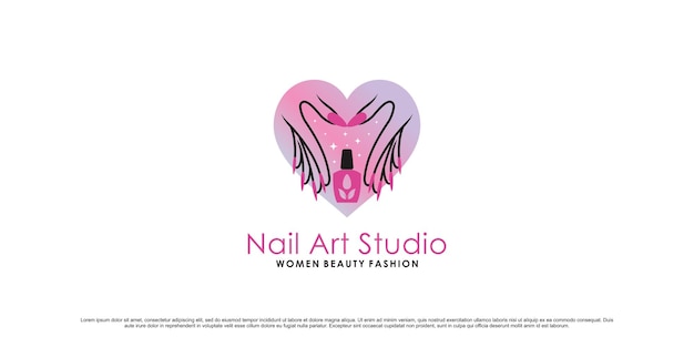 Ilustración de diseño de logotipo de nail art studio para mujeres belleza con concepto único vector premium