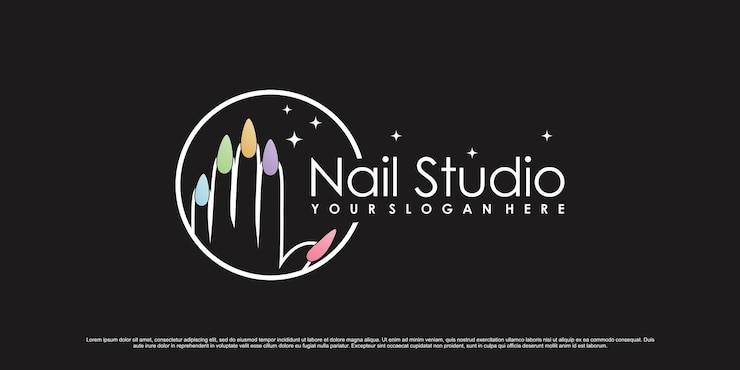 Vector ilustración de diseño de logotipo de nail studio para salón de belleza de uñas con concepto único vector premium