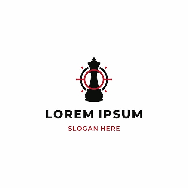 Ilustración del diseño del logotipo del objetivo del ajedrez del rey