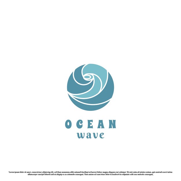 Ilustración del diseño del logotipo del océano circular silueta plana paisaje natural moderno minimalista simple oc