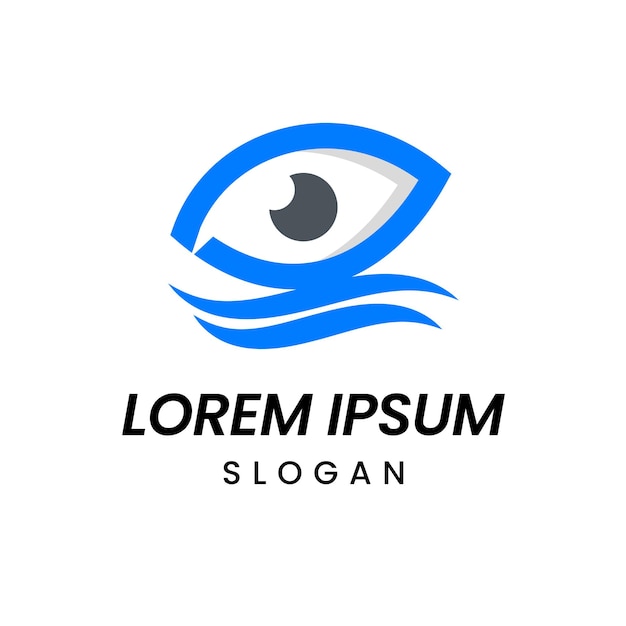 Ilustración del diseño del logotipo del ojo con símbolo de onda adecuada para el turismo turístico