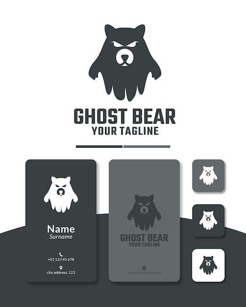 Ilustración de diseño de logotipo de oso fantasma