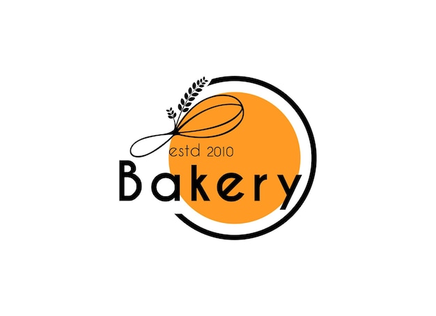 Ilustración del diseño del logotipo de la panadería y la cafetería de pasteles Pastelería de pastel Modelo de insignia casera simple