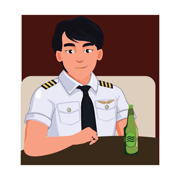 Ilustración de diseño de logotipo de persona piloto