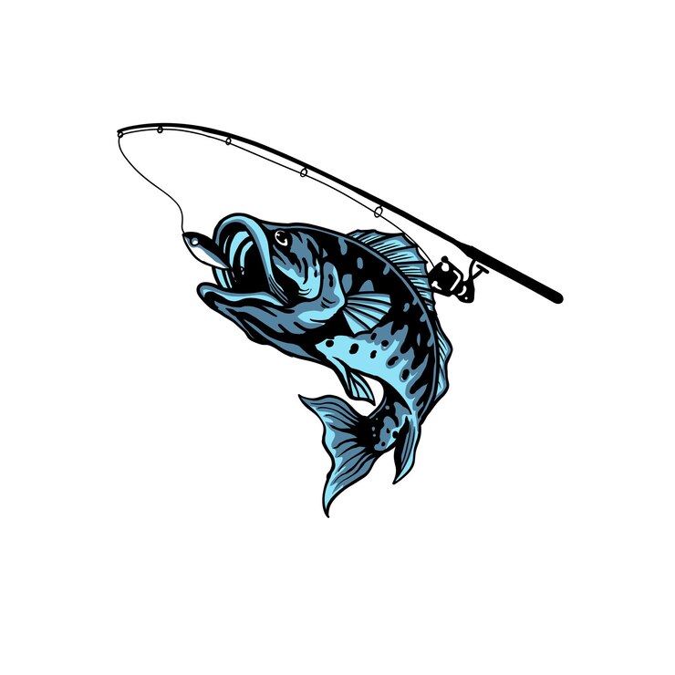 Ilustración del diseño del logotipo de la pesca Logotipo del deporte de la pesca