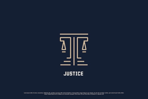 Ilustración de diseño de logotipo de pilar de justicia Silueta de línea de pilares de justicia abogado defensor ley