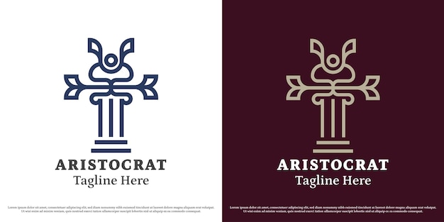 Ilustración del diseño del logotipo del Pilar de la Justicia Silueta de los pilares legales abogado abogado juez juez