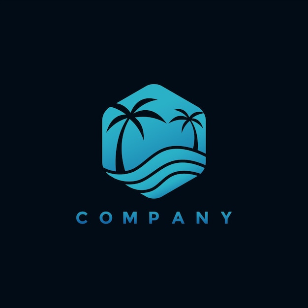 Vector ilustración de diseño de logotipo de playa tropical moderna