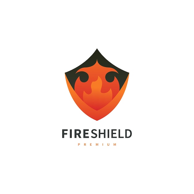 Ilustración del diseño del logotipo de seguridad del escudo contra incendios