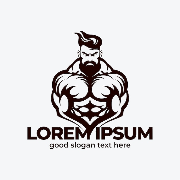 Vector ilustración del diseño del logotipo de la silueta muscular el diseño del icono de fitness del logotipo del músculo del gimnasio con fondo blanco