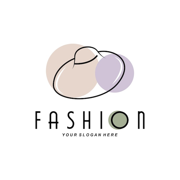 Ilustración de diseño de logotipo de sombrero de mujer Accesorios de belleza de moda y cuidado de la marca de productos