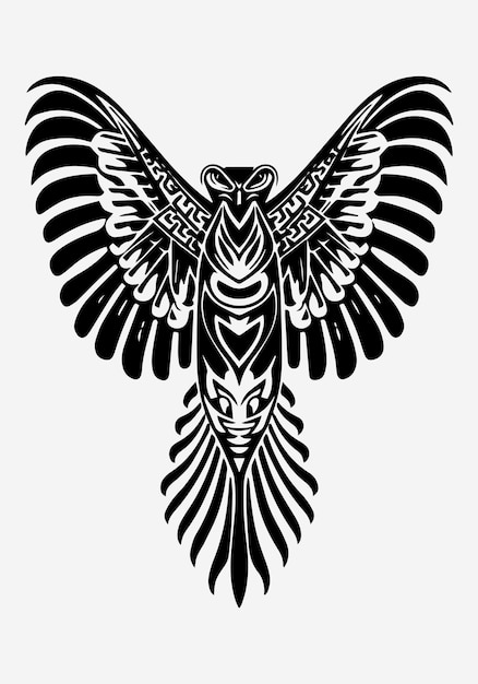 Ilustración del diseño del logotipo del tatuaje tribal del águila