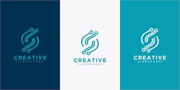 Ilustración de diseño de logotipo de tecnología de letra S. Diseño de logotipo digital S Tech. Concepto de diseño de logotipo de red de letra S