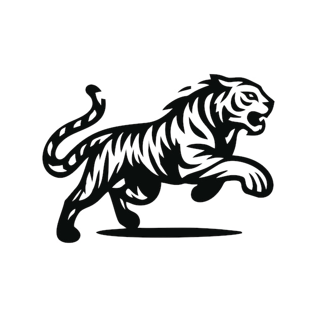 Ilustración del diseño del logotipo del tigre vectorial negro