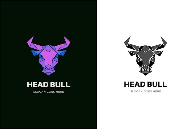 Ilustración de diseño de logotipo de toro de cabeza poligonal de cabeza de animal Elemento de diseño de ilustración de logotipo de vaca geométrica de estilo origami