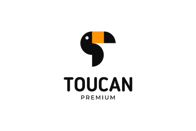 Ilustración de diseño de logotipo de tucán animal plano