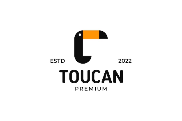 Ilustración de diseño de logotipo de tucán animal plano