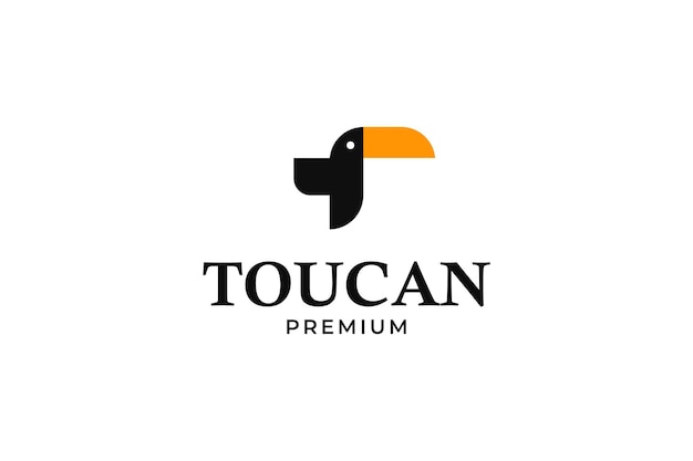 Ilustración de diseño de logotipo de tucán animal plano