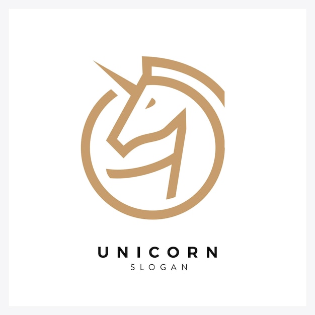 ilustración de diseño de logotipo de unicornio dorado para empresas