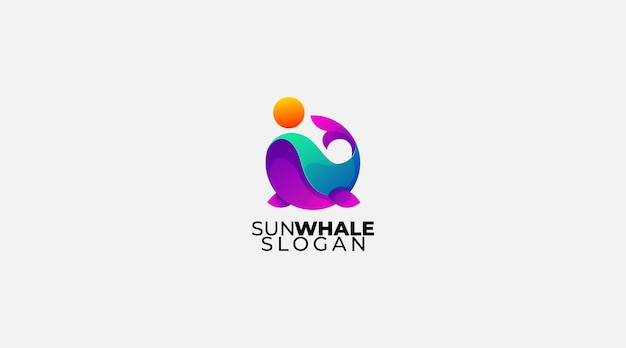 Ilustración de diseño de logotipo de vector de ballena solar degradado