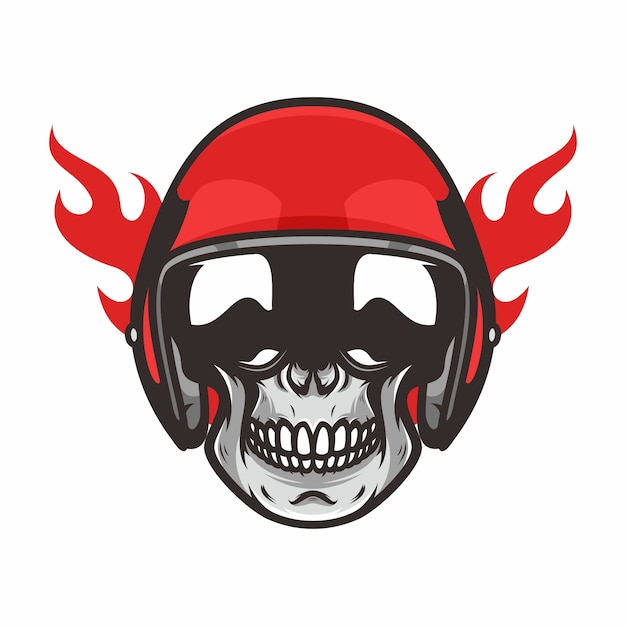 Ilustración de diseño de logotipo de vector de carretera de jinete de fantasma de cráneo