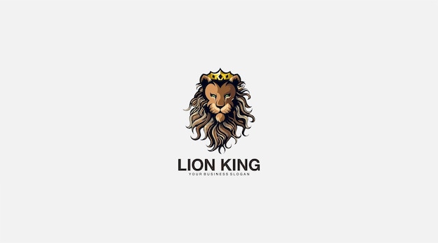 Ilustración de diseño de logotipo de vector de rey león