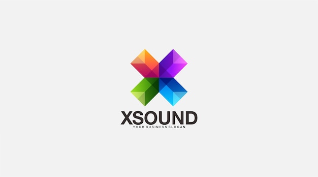Ilustración de diseño de logotipo de vector de sonido degradado x
