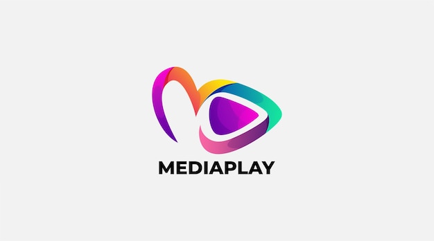 Vector ilustración de diseño de logotipo vectorial degradado mediaplay