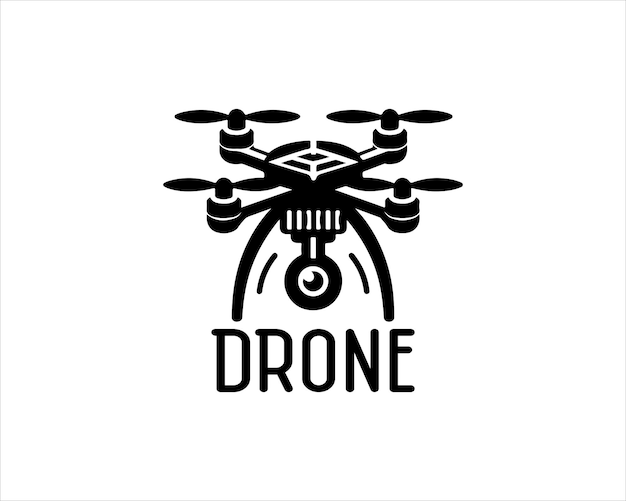 Ilustración del diseño del logotipo vectorial de la silueta del dron