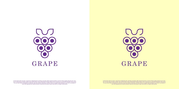 Ilustración de diseño de logotipo de vino de uva moderno Silueta de línea de fruta de uva minimalista moderna Adecuado