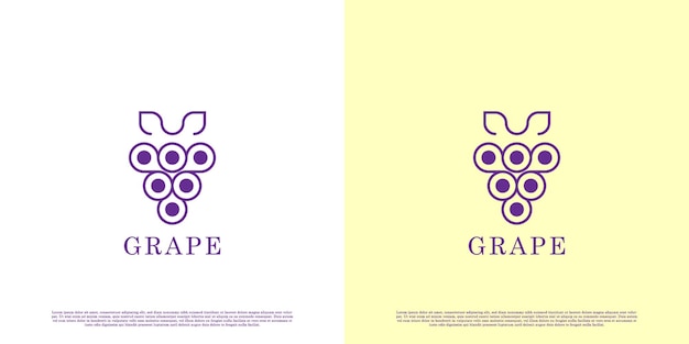 Ilustración de diseño de logotipo de vino de uva moderno Silueta de línea de fruta de uva minimalista moderna Adecuado