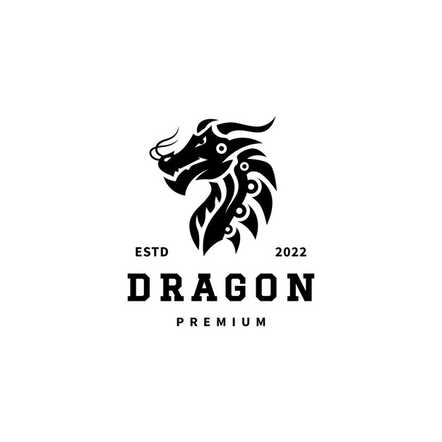 Ilustración de diseño de logotipo vintage dragón