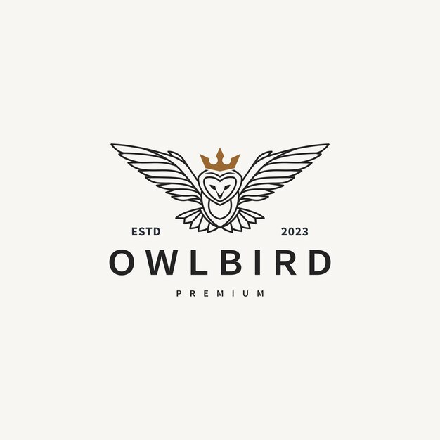 Ilustración del diseño del logotipo vintage del pájaro búho 2