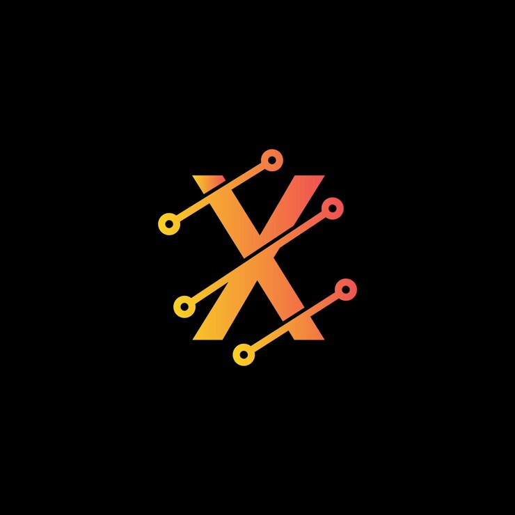 Vector ilustración del diseño del logotipo de x tech x tech digital