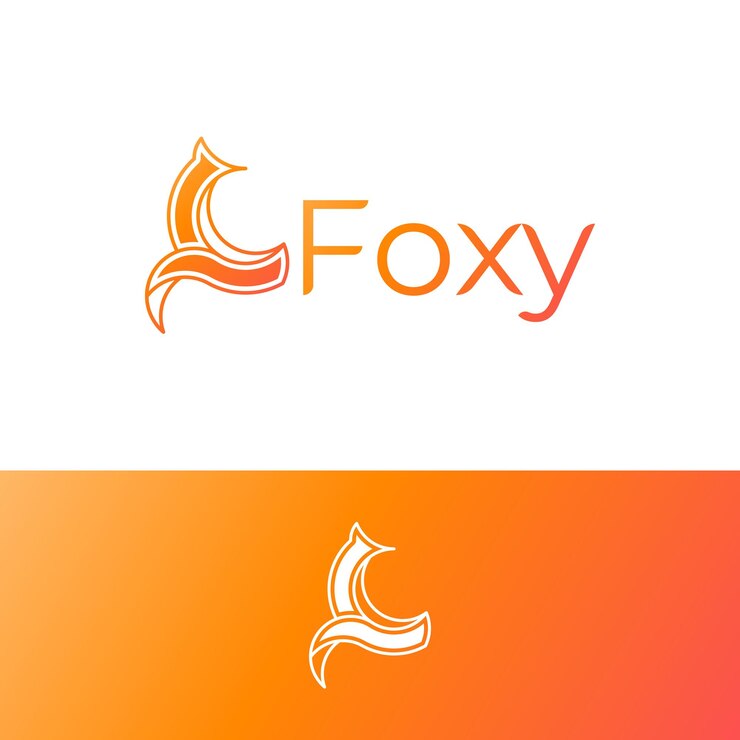 Vector ilustración de diseño de logotipo de zorro delineado moderno mínimo simple con color degradado