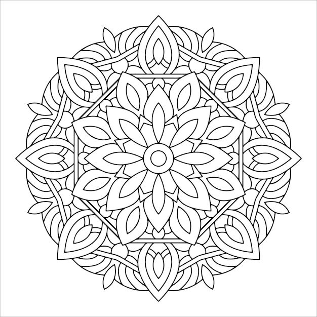 Ilustración de diseño de mandala para colorear página