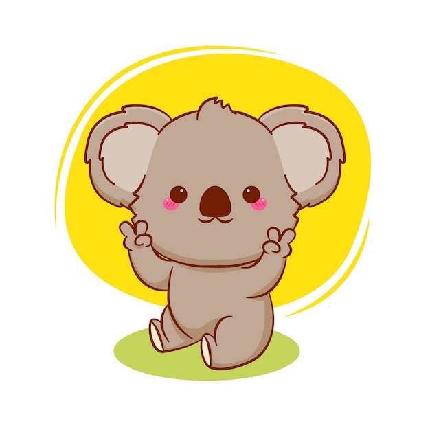 Ilustración de diseño de mascota dibujada a mano de koala bebé de dibujos animados lindo