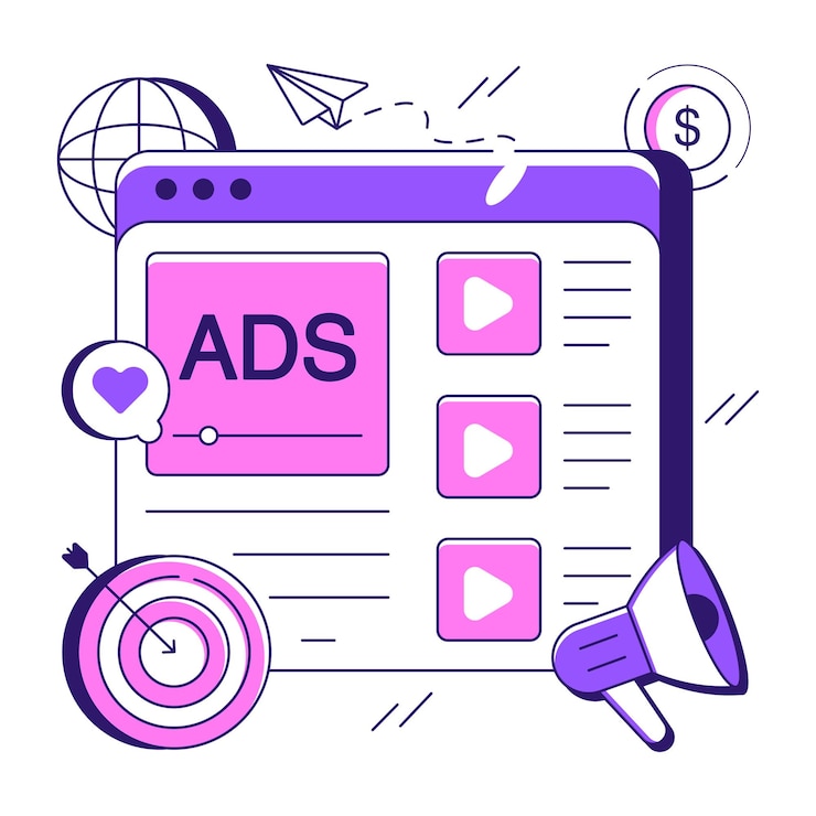 Vector una ilustración de diseño de moda de la publicidad en línea