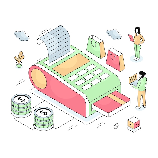 Ilustración de diseño de moda de la venta de compras móviles