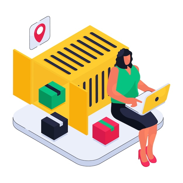 Ilustración de diseño moderno de carga de contenedores.