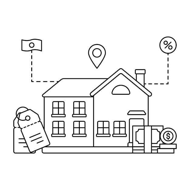 Ilustración de diseño moderno de casa vendida