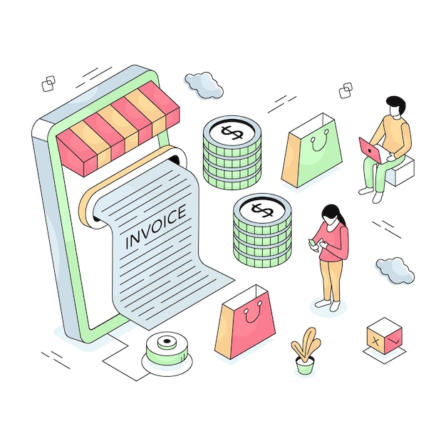 Ilustración de diseño moderno de compras de zapatos móviles