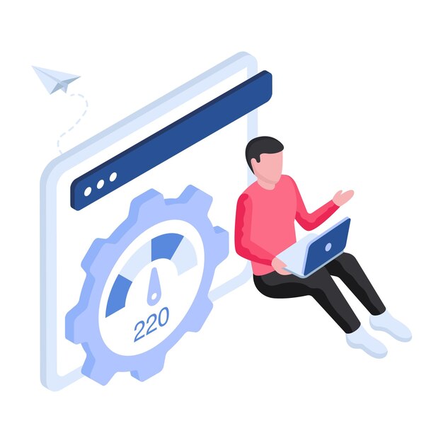 Ilustración de diseño moderno de optimización de la velocidad web.