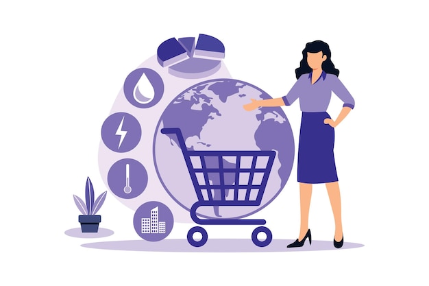 Ilustración de diseño moderno plano de consumo mundial