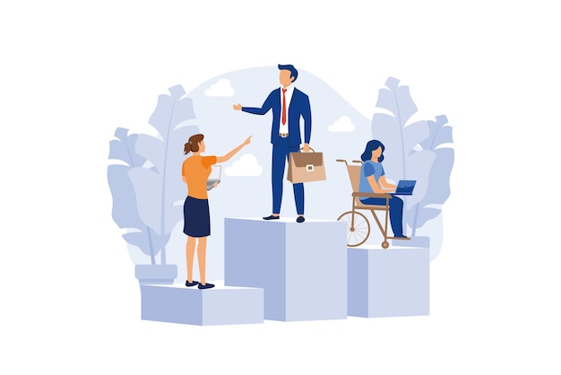 Ilustración de diseño moderno plano de discriminación en el lugar de trabajo Ilustración de diseño moderno plano