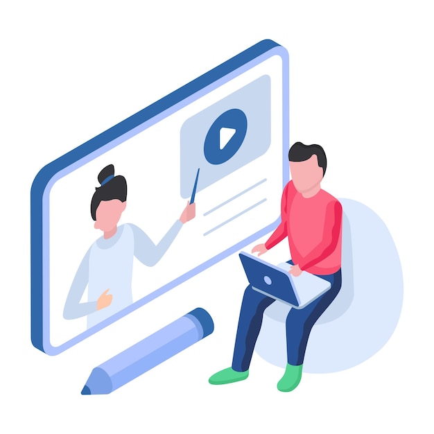 Ilustración de diseño moderno de tutor en línea.