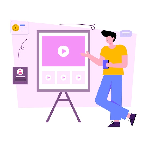 Vector ilustración de diseño moderno de video tutorial