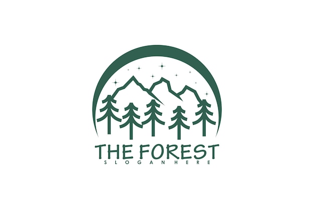 Ilustración de diseño de montañas y bosques con un concepto moderno