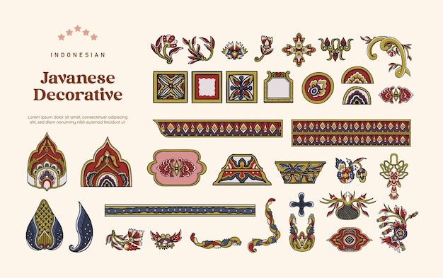 Ilustración de diseño de un motivo decorativo javanés aislado llamado wedana renggan
